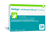 GINKGO BILOBA-1A Pharma 120 mg filmdrasjerte tabletter, 120 kapsler