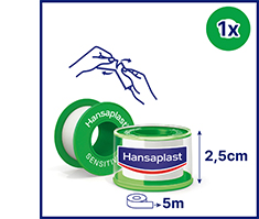 HANSAPLAST Sensitivt fikseringsplaster 2,5 cm x 5 m, 1 stk