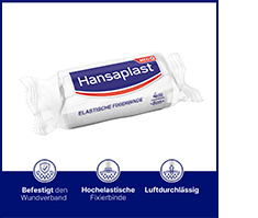 HANSAPLAST elastisk festebånd, kreppet 8 cm x 4 m, 1 stk