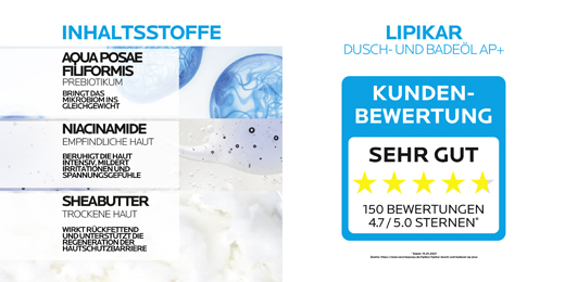 ROCHE-POSAY Lipikar dusj- og badeolje AP+, 750 ml