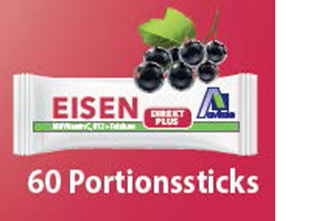 EISEN DIREKT pluss vitamin C+folsyre+B12 pulver, 60 stk