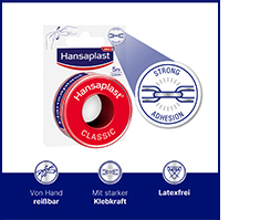 HANSAPLAST Klassisk fikseringspuss 2,5 cm x 5 m, 1 stk