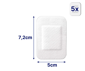 HANSAPLAST Ultrasensitiv sårbandasje 5x7,2 cm XL, 5 stk