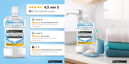 LISTERINE Avansert hvit Mundspülung, 600 ml