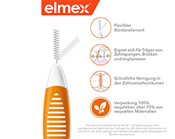 ELMEX Interdentalbørster ISO størrelse 1 0,45 mm oransje, 8 stk