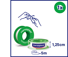 HANSAPLAST Sensitivt fikseringsplaster 1,25 cm x 5 m, 1 stk