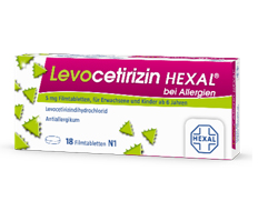 LEVOCETIRIZIN HEXAL for allergi 5 mg filmdrasjerte tabletter, 100 stk