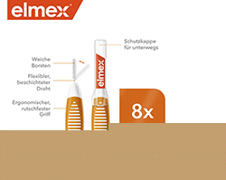 ELMEX Interdentalbørster ISO størrelse 1 0,45 mm oransje, 8 stk