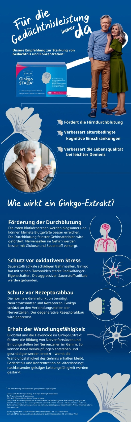 GINKGO STADA 40 mg filmdrasjerte tabletter, 120 stk