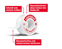 LEUKOPLAST Skin Sensitive 2,5 cm x 2,6 cm med beskyttelsesdeksel, 1 stk