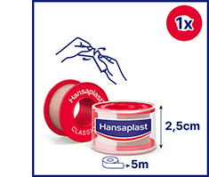 HANSAPLAST Klassisk fikseringspuss 2,5 cm x 5 m, 1 stk
