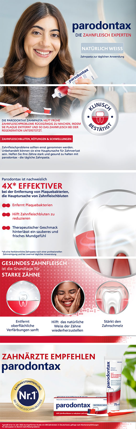 PARODONTAX naturlig hvit tannkrem, 75 ml