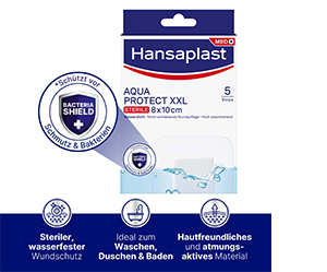 HANSAPLAST Aqua Protect sårbandasje steril 8x10 cm, 5 stk
