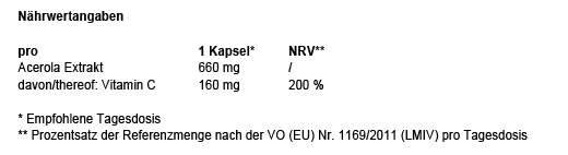 VITAMIN C 160 mg acerolaekstrakt rene veganske kapsler, 180 stk