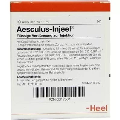 AESCULUS INJEEL Ampuller, 10 stk AESCULUS INJEEL Ampuller, 10 stk