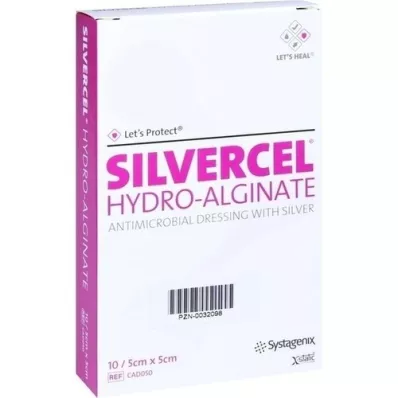 SILVERCEL Hydroalginatbandasje 5x5 cm, 10 stk