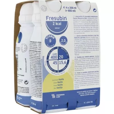 FRESUBIN 2 kcal DRINK Vaniljedrikkeflaske, 4X200 ml FRESUBIN 2 kcal DRINK Vaniljedrikkeflaske, 4X200 ml