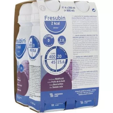 FRESUBIN 2 kcal DRINK Drikkeflaske for skogsfrukt, 4X200 ml