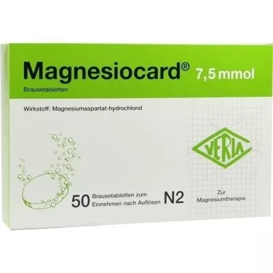 MAGNESIOCARD 7,5 mmol brusetabletter, 50 stk MAGNESIOCARD 7,5 mmol brusetabletter, 50 stk