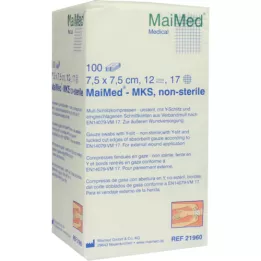 SCHLITZKOMPRESSEN 7,5x7,5 cm ikke-steril 12 ganger, 100 stk