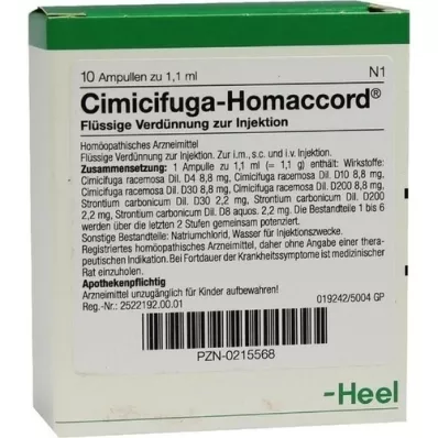 CIMICIFUGA HOMACCORD Ampuller, 10 stk