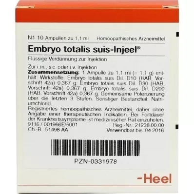 EMBRYO totalis suis Injeel ampuller, 10 stk EMBRYO totalis suis Injeel ampuller, 10 stk
