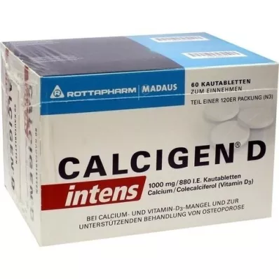 CALCIGEN D intens 1000 mg/880 IE tyggetabletter, 120 stk CALCIGEN D intens 1000 mg/880 IE tyggetabletter, 120 stk