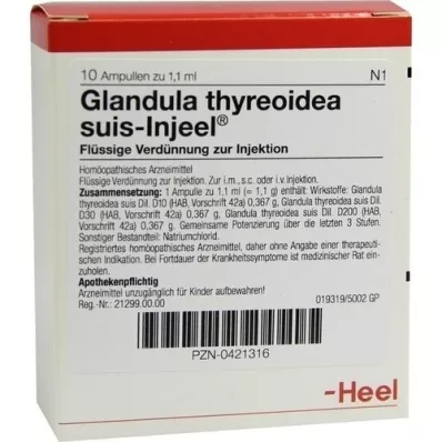 GLANDULA THYREOIDEA suis Injeel ampuller, 10 stk GLANDULA THYREOIDEA suis Injeel ampuller, 10 stk