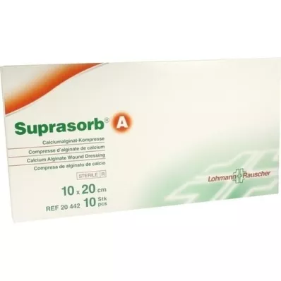 SUPRASORB A Kalsiumalginat kompr.10x20 cm, 10 stk SUPRASORB A Kalsiumalginat kompr.10x20 cm, 10 stk