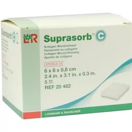 SUPRASORB C Kollagen sårbandasje 0,8x6x8 cm, 5 stk