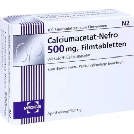CALCIUMACETAT NEFRO 500 mg filmdrasjerte tabletter, 100 stk