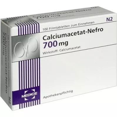 CALCIUMACETAT NEFRO 700 mg filmdrasjerte tabletter, 100 stk CALCIUMACETAT NEFRO 700 mg filmdrasjerte tabletter, 100 stk