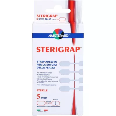 STERIGRAP Sårsuturstrimler 13x70 mm beinform, 5 stk