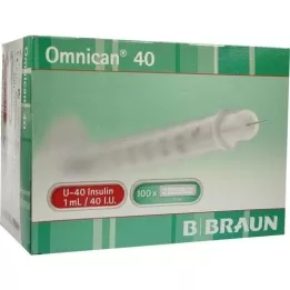 OMNICAN Insulinsprøyte 1 ml U40 med kanal 0,30x12 mm enkel, 100x1 stk