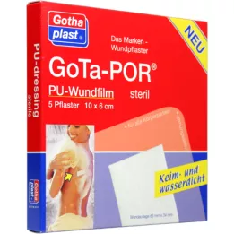 GOTA-POR PU Sårfilm 10x6 cm steril plaster, 5 stk