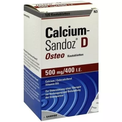 CALCIUM SANDOZ D Osteo 500 mg/400 IE tyggetablett, 120 stk CALCIUM SANDOZ D Osteo 500 mg/400 IE tyggetablett, 120 stk