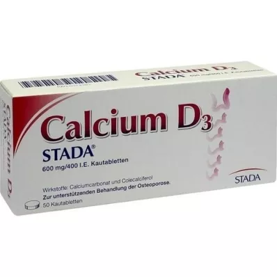 CALCIUM D3 STADA 600 mg/400 IE tyggetabletter, 50 stk CALCIUM D3 STADA 600 mg/400 IE tyggetabletter, 50 stk