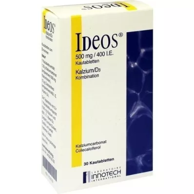 IDEOS 500 mg/400 IE tyggetabletter, 30 stk IDEOS 500 mg/400 IE tyggetabletter, 30 stk