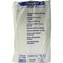 COMPRINET pr knelang strømpe størrelse 1 hvit, 2 stk