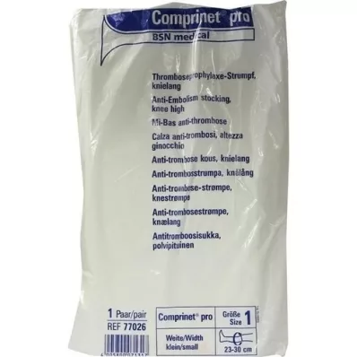 COMPRINET pr knelang strømpe størrelse 1 hvit, 2 stk