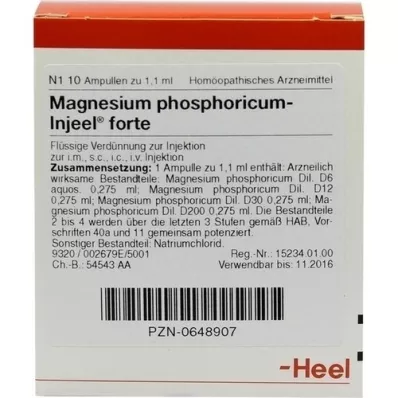 MAGNESIUM PHOSPHORICUM INJEEL forte ampuller, 10 stk MAGNESIUM PHOSPHORICUM INJEEL forte ampuller, 10 stk