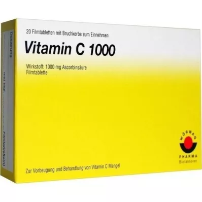 VITAMIN C 1000 filmdrasjerte tabletter, 20 stk VITAMIN C 1000 filmdrasjerte tabletter, 20 stk