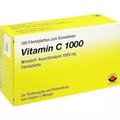VITAMIN C 1000 filmdrasjerte tabletter, 100 stk