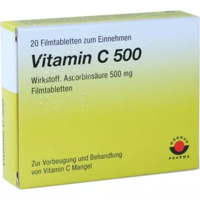 VITAMIN C 500 filmdrasjerte tabletter, 20 stk