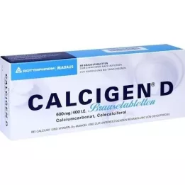 CALCIGEN D 600 mg/400 IE brusetabletter, 40 stk