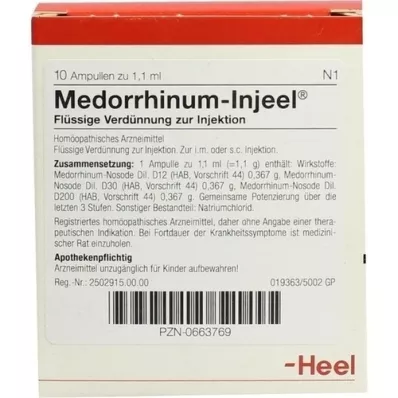 MEDORRHINUM Injeel ampuller, 10 stk MEDORRHINUM Injeel ampuller, 10 stk