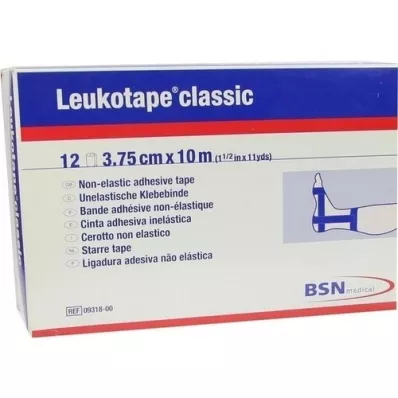 LEUKOTAPE Classic 3,75 cmx10 m blå, 12 stk LEUKOTAPE Classic 3,75 cmx10 m blå, 12 stk