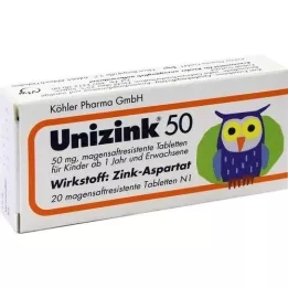UNIZINK 50 gastro-resistente tabletter, 20 stk