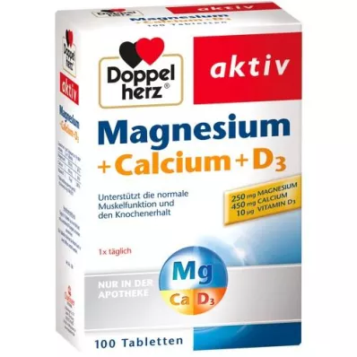 DOPPELHERZ Magnesium+Calcium+D3 tabletter, 100 stk DOPPELHERZ Magnesium+Calcium+D3 tabletter, 100 stk
