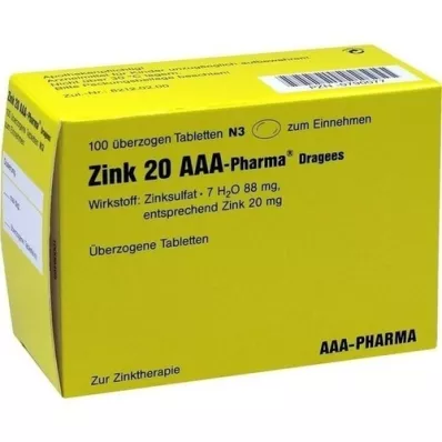 ZINK 20 AAA-Pharma drageer, 100 stk ZINK 20 AAA-Pharma drageer, 100 stk